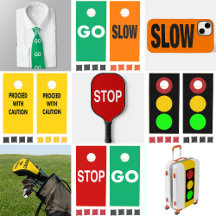 Caution Go Slow Stop Traffic Light Signs Art