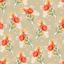 Orange Watercolor Flowers