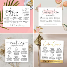 Modern Bakery Care Cards & Guides Trendy & Chic