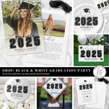 Classic Black & White Graduation Party Invitations