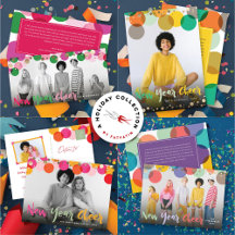 COLORFUL CONFETTI DOTS NEW YEAR HOLIDAY CARDS
