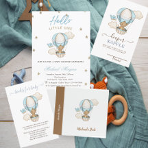 Hot Air Balloon Teddy Bear Cloud Birds Baby Shower