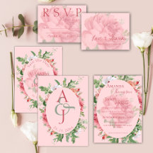 Romantic Pretty Blush Pink Floral Wedding Suite