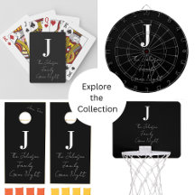 Personalized Game Night Monogram Black and White