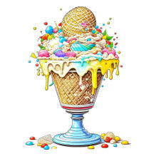 Whimsical Ice Cream Sundae Topped with Sprinkles 