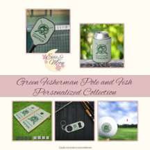 Green Fisherman Pole and Fish Personalized 