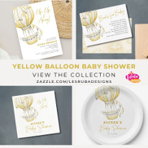 Yellow Hot Air Balloon Baby Shower Collection