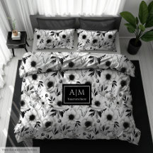 Gorgeous Black and White Flowers Duvet Covers
