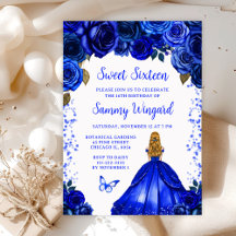 Royal Blue Floral Confetti Princess