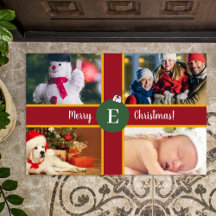 Four Photo Monogrammed Family Christmas Collage