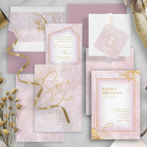 Fine Gold Lines Abstract Wedding Mauve