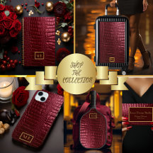Chic Monogram Burgundy Faux Crocodile Collection