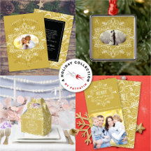 GOLD FESTIVE FOLIAGE VINTAGE DECO FRAME HOLIDAY