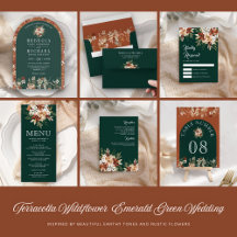 Boho Terracotta Wildflower Emerald Wedding