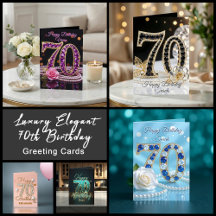 Luxury Elegant 70th Birthday Greeting Cards