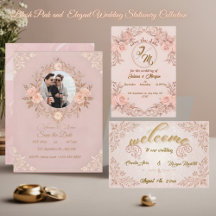 Blush Pink and  Elegant Wedding Stationery Col