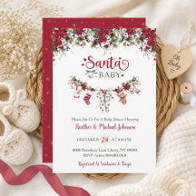 Santa Baby Poinsettia Clothesline Baby Shower