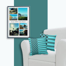NZ Photo Collage Meets Turquoise Pillows