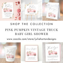 Pink Pumpkin Vintage Truck Baby Girl Shower