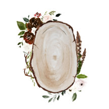 Boho Wood Slice Marsala Floral Wedding 