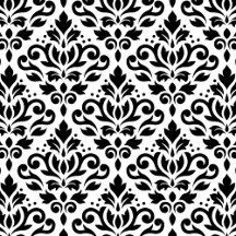 Scroll Damask Pattern Black & White