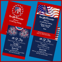 Patriotic American Independence Day Cards, Invites