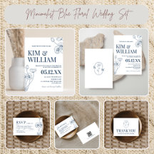 Minimalist Blue Floral Wedding Set