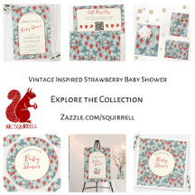 Vintage Strawberry Plant Pattern Baby Shower