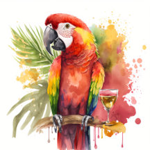 Summer Watercolor Parrot - Kids Birthday Party