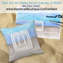 Hand-Painted Watercolor Sea and Sand Monogram