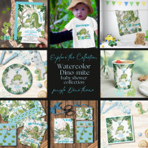  Watercolor Dino-Mite Boy Baby Shower & Nursery 