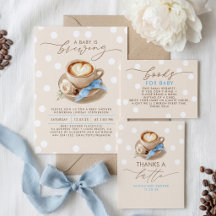 A Baby Is Brewing Boy Baby Shower Invitation Set