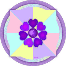 Pastel colors & purple hearts beating card and sta