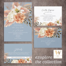 Dusty Blue and Peach Floral Wedding Suite