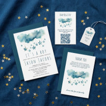 Blue dreamy hanging stars baby shower supplies