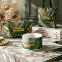 Emerald Green Gold Marble Pattern Luxury Geode