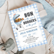 Blue Gingham Burger BBQ Baby Shower 
