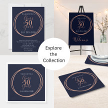 50th Birthday Navy Rose Gold Cheers 50 Years Party