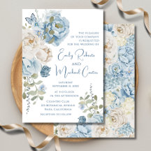 Romantic Dusty Blue Watercolor Floral Wedding
