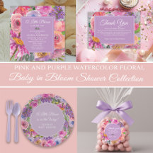 PINK PURPLE FLORAL LITTLE BLOOM GIRL BABY SHOWER 