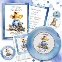 Baby Boy in Cowboy Hat Rustic Boy's Baby Shower