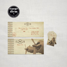 Vintage Airplane Wedding Invitation Set