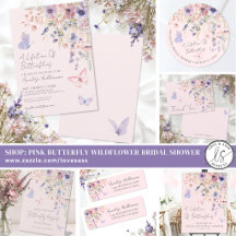 Blush Pink Butterfly Wildflower Bridal Shower