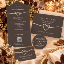 Chocolate Brown and Gold Heart Wedding Collection
