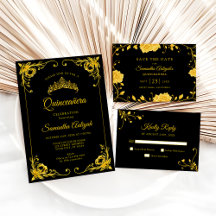 Elegant Black and Gold Quinceanera Collection 