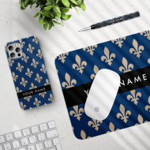 Fleur De Lis, Beige on Blue, Monogram Collection