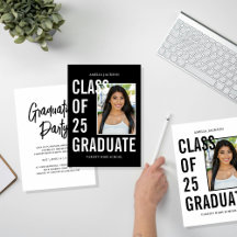 Trendy Black & White Graduation Designs
