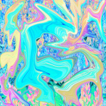 Retro Aqua Blue Liquid Art on Abstract Hydrangeas