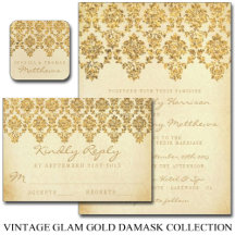 The Vintage Glam Gold Damask Wedding Collection