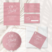 "Oh Baby" Dusty Pink Modern Baby Shower Collection